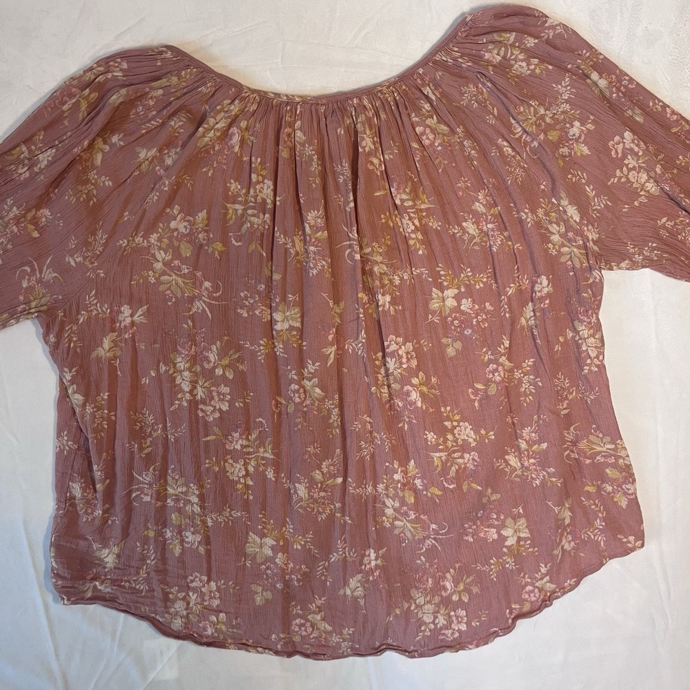 Chaps Floral Women's Crinkle Cotton/Spandex Flowy Top XL‎ 1X - Picture 2 of 7